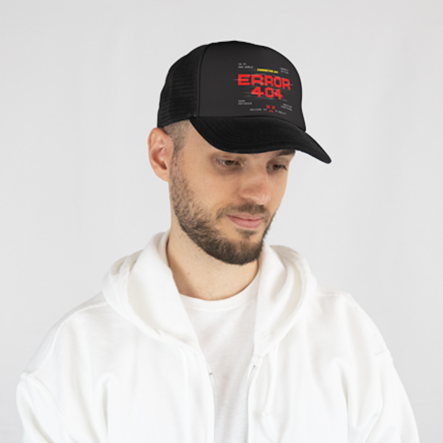 ERROR 404 Shirt, Hoodie & Trucker Hat | Glitch Streetwear
