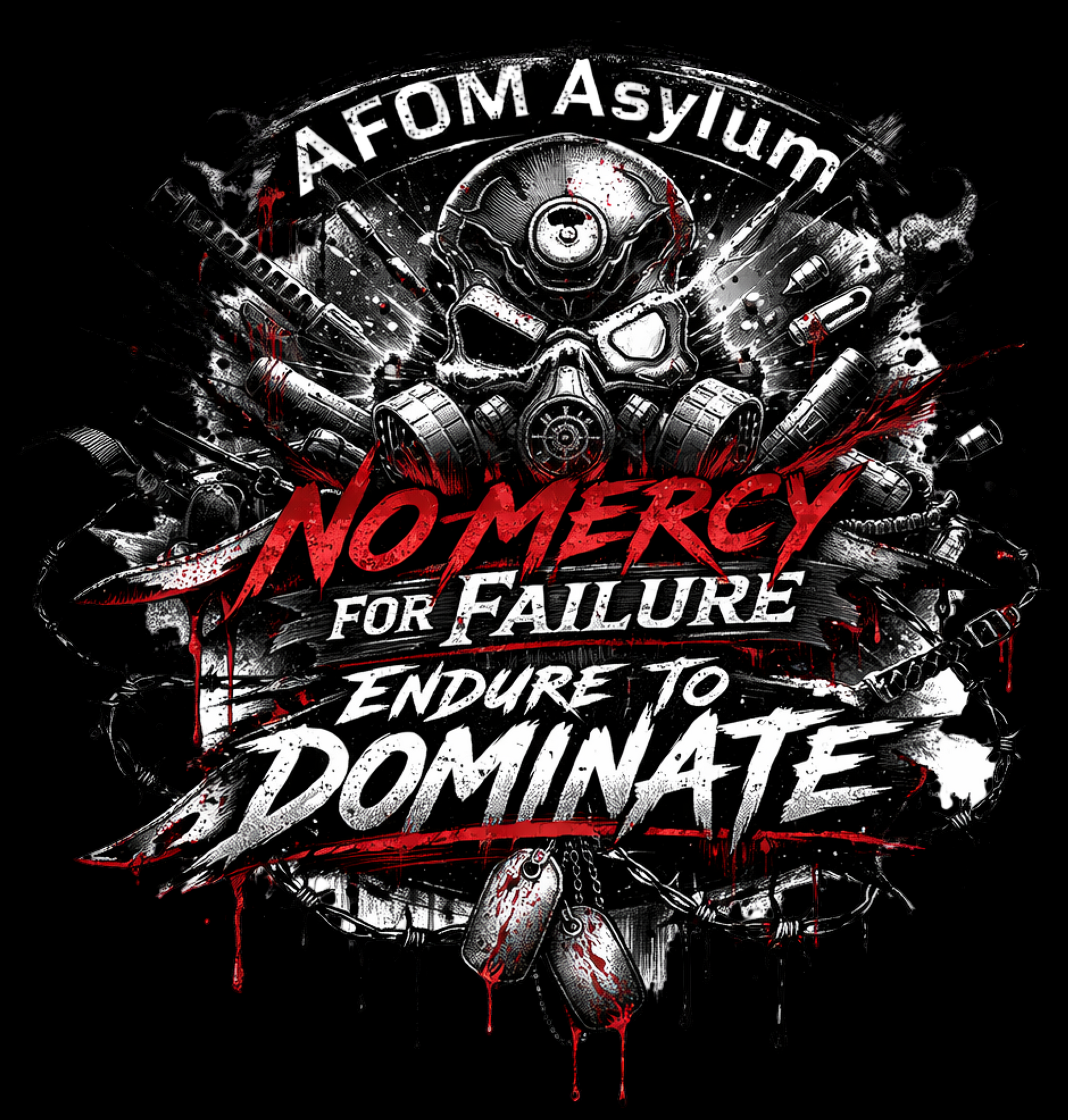 afom asylum apparel
no mercy for failure shirt
endure to dominate hoodie
afom streetwear
skull warrior shirt
hardcore streetwear clothing
metal aesthetic hoodie
gym warrior shirt