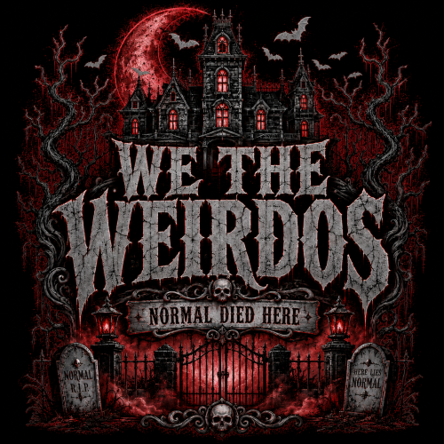 WTW Asylum combines gothic horror, haunted architecture, cemetery aesthetics, and alternative streetwear into a bold statement for those who never followed the crowd. Featuring Never Meant To Fit In graphics and We The Weirdos branding, this collection is designed for horror fans, metalheads, goths, and outsiders by choice.